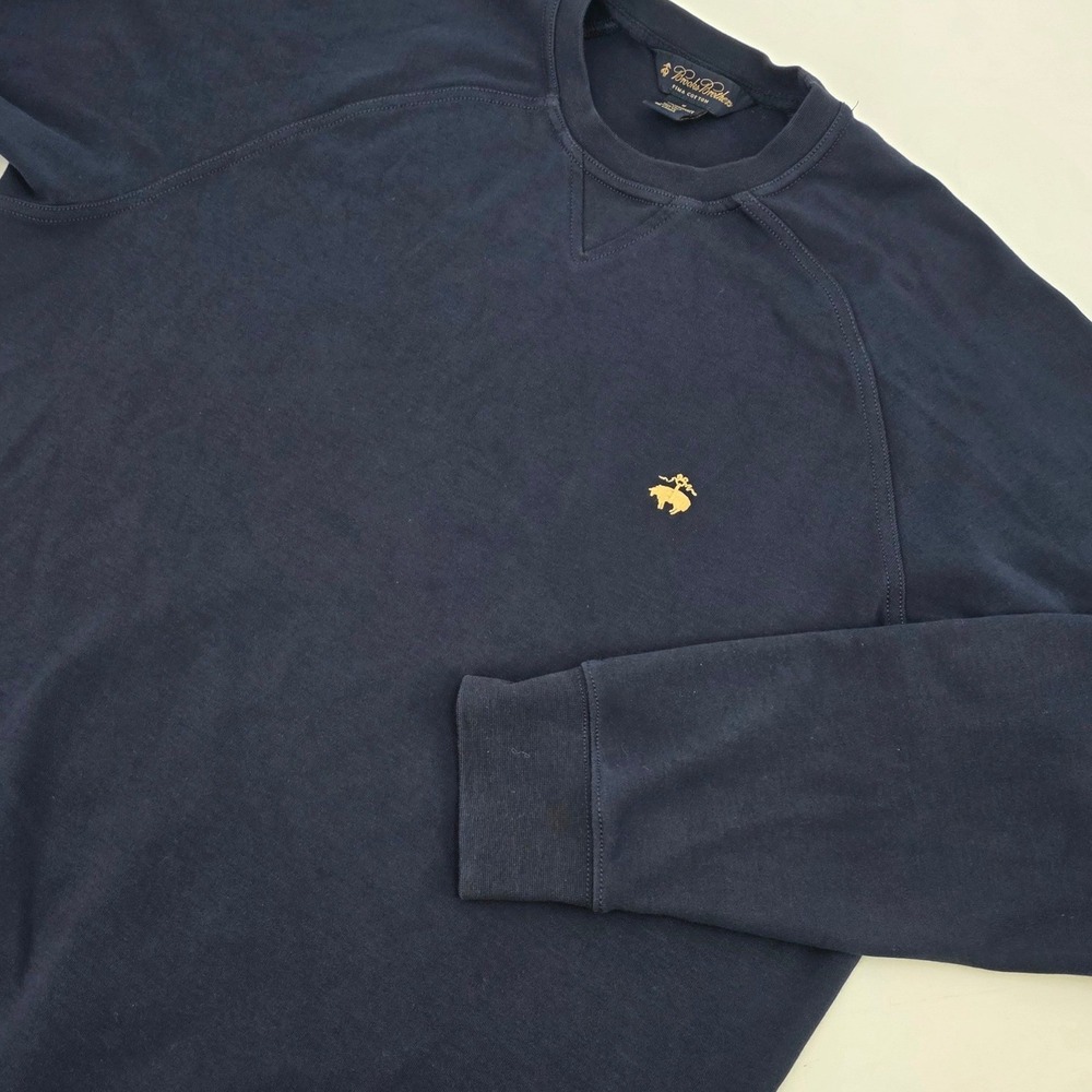 BROOKS BROTHERS PERFORMANCE KNIT CREWNECK MENS MEDIUM BLUE PIMA COTTON KNIT SOFT